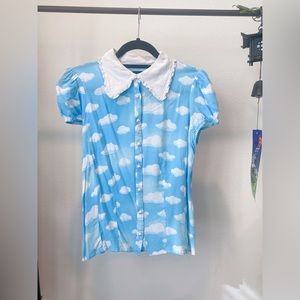 Hell Bunny 1950s Cloudy Sky Daydream Blouse